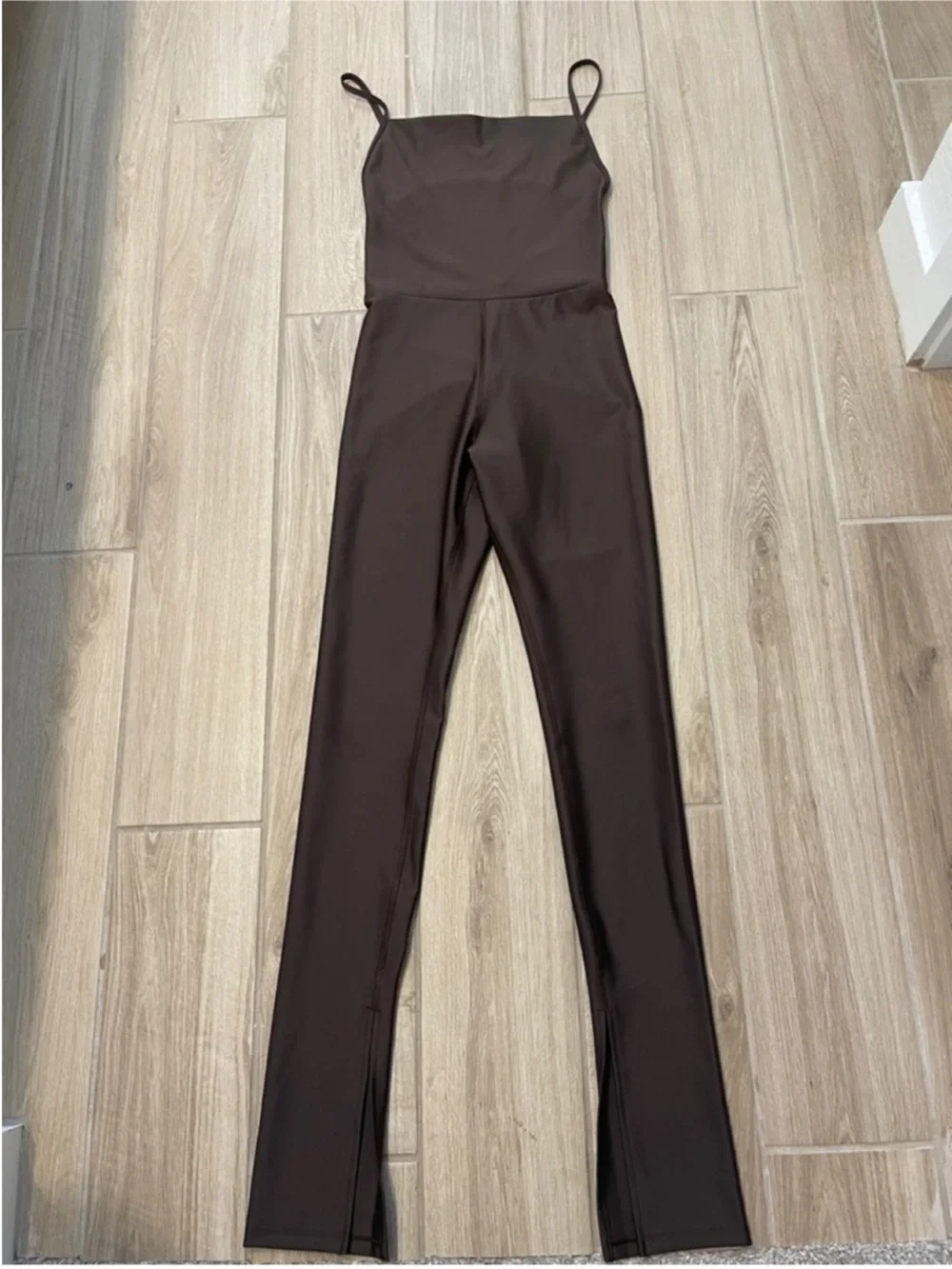 Alo Yoga Airlift Disco Daze Onesie Flare Jumpsuit Espresso 32